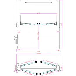 Подъемник двухстоечный электрогидравлический KraftWell KRW4ELH/220 (г/п 4000 кг)