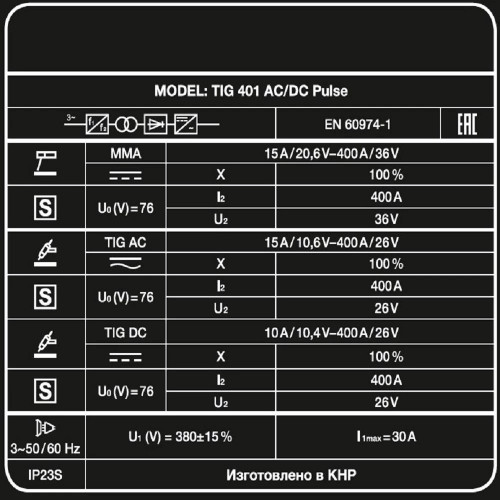 Аппарат аргонодуговой сварки FoxWeld TIG 401 AC/DC Pulse