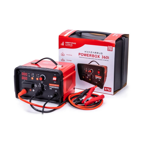 Инверторное пуско-зарядное устройство FoxWeld KVAZARRUS PowerBox 360i, таймер, пластиковый кейс