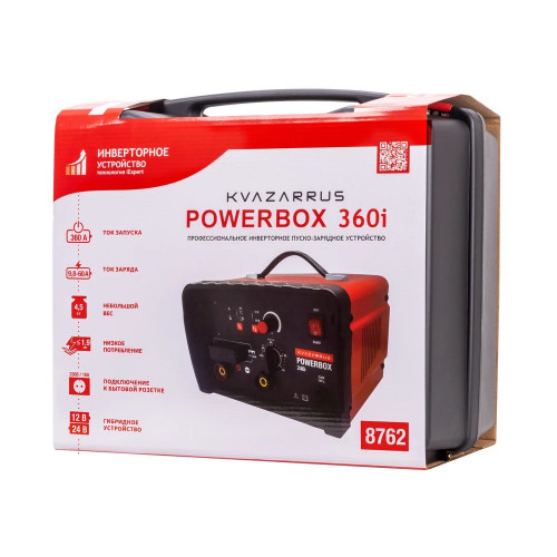 Инверторное пуско-зарядное устройство FoxWeld KVAZARRUS PowerBox 360i, таймер, пластиковый кейс