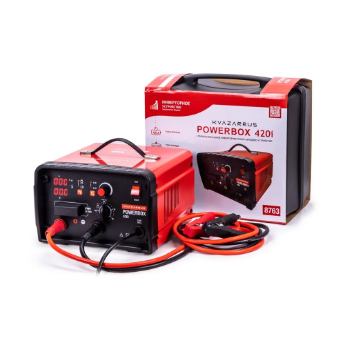 Инверторное пуско-зарядное устройство FoxWeld KVAZARRUS PowerBox 420i, таймер, пластиковый кейс