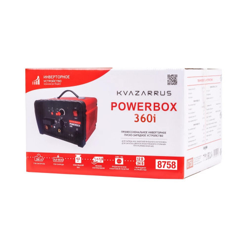 Инверторное пуско-зарядное устройство FoxWeld KVAZARRUS PowerBox 360i, таймер, цветная коробка