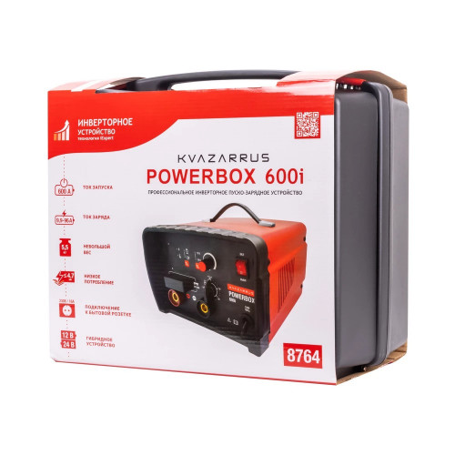 Инверторное пуско-зарядное устройство FoxWeld KVAZARRUS PowerBox 600i, таймер, пластиковый кейс