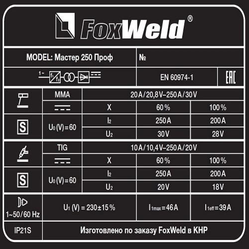 Сварочный аппарат FoxWeld Мастер 250 Проф