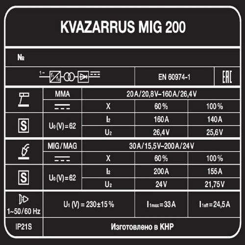 Сварочный полуавтомат FoxWeld KVAZARRUS MIG 200