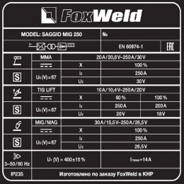 Сварочный полуавтомат FoxWeld SAGGIO MIG 250