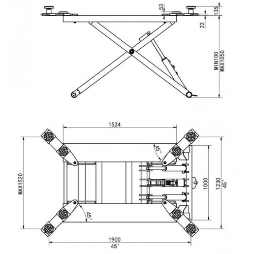 Подъемник ножничный KraftWell KRW2.7L/220 мобильный