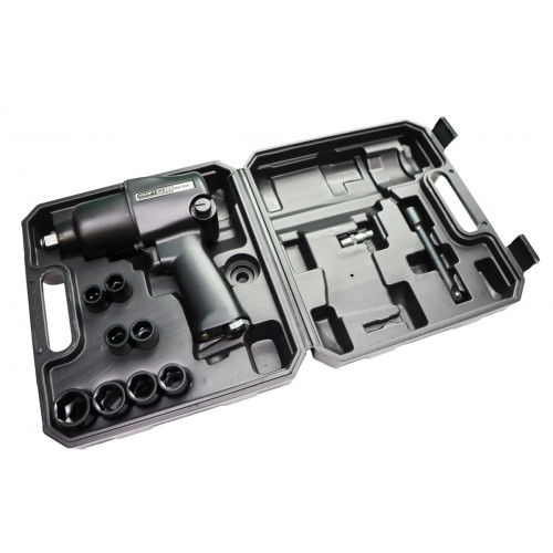 Гайковерт пневматический ударный KraftWell KRW750IW-T 1/2" с комплектом ударных головок, 780 Нм