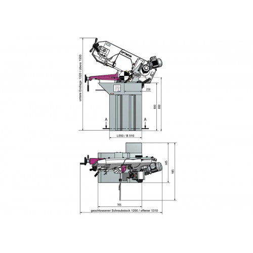 Ленточнопильный станок с гидроразгрузкой Optimum OPTIsaw S 210G