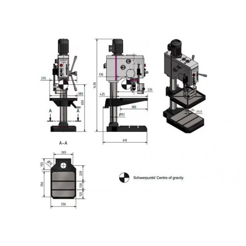 Настольный вертикально-сверлильный станок Optimum OPTIdrill DH 26GT