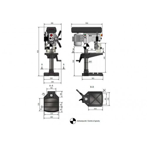 Настольный вертикально-сверлильный станок Optimum OPTIdrill B 16H (380В)