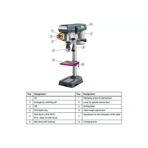 Настольный вертикально-сверлильный станок Optimum OPTIdrill B16 Basic