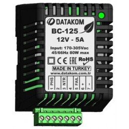 Зарядное устройство Datakom BC-125 (12В, 5А, 220-240В, на дин-рейку)