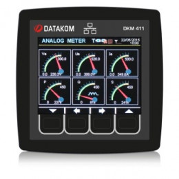 Анализатор сети Datakom DKM-411 96x96 мм, 3.5”TFT цв, Ethernet, USB/Host, USB/Dev, RS485, RS232, 2-вх, 2-вых, AC