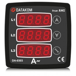 Щитовой измерительный прибор Datakom DA-0303 амперметр, 3-фазный,3 дисплея, 72х72