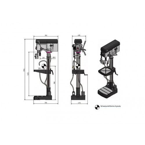 Вертикально-сверлильный станок Optimum OPTIdrill B 28HV (220В)