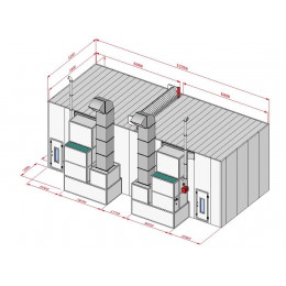 Покрасочная камера KraftWell KRW1254-MG 12 х 5 х 4 м, 60 000 м3/ч