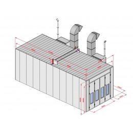 Покрасочная камера KraftWell KRW1254-MG 12 х 5 х 4 м, 60 000 м3/ч