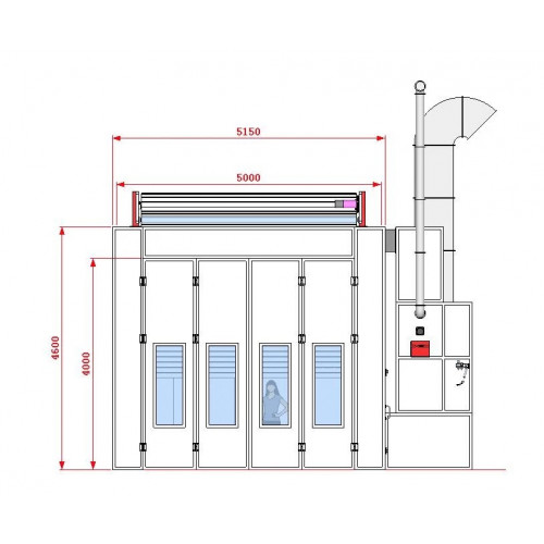 Покрасочная камера KraftWell KRW1254-MG 12 х 5 х 4 м, 60 000 м3/ч