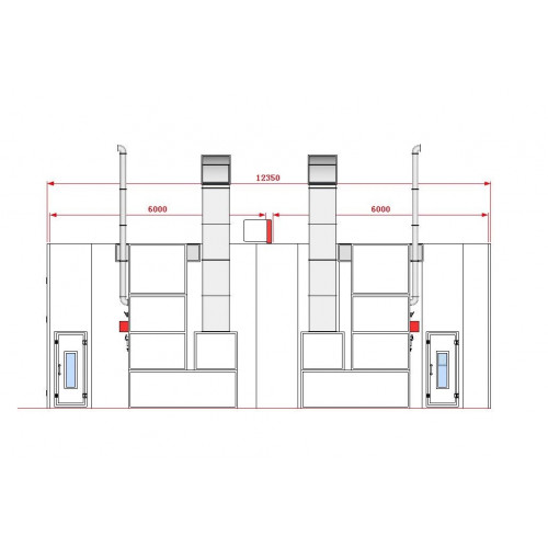 Покрасочная камера KraftWell KRW1254-MG 12 х 5 х 4 м, 60 000 м3/ч