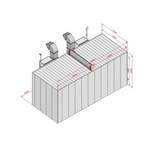 Покрасочная камера KraftWell KRW1255-MG 12 х 5 х 5 м, 60 000 м3/ч