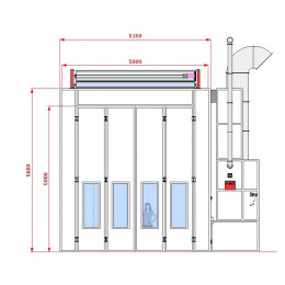 Покрасочная камера KraftWell KRW1255-MG 12 х 5 х 5 м, 60 000 м3/ч