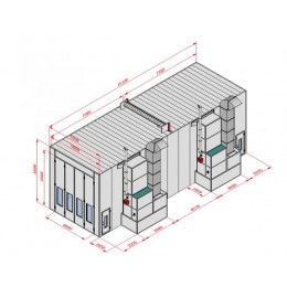 Покрасочная камера KraftWell KRW1555-MD 15 х 5 х 5 м, 84 000 м3/ч