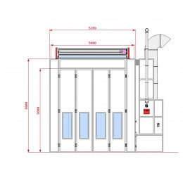 Покрасочная камера KraftWell KRW1555-MD 15 х 5 х 5 м, 84 000 м3/ч