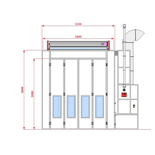 Покрасочная камера KraftWell KRW1555-MD 15 х 5 х 5 м, 84 000 м3/ч