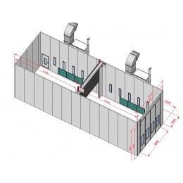 Покрасочная камера KraftWell KRW1555-MD 15 х 5 х 5 м, 84 000 м3/ч