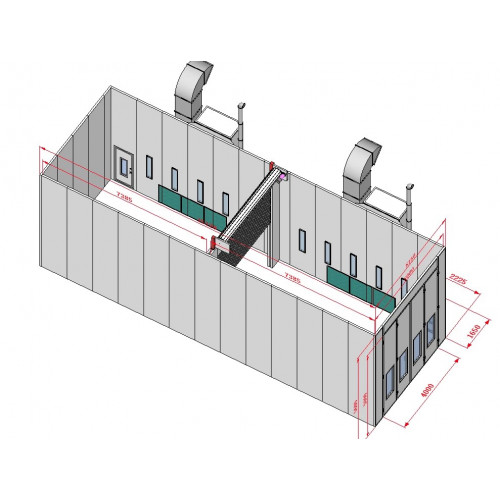 Покрасочная камера KraftWell KRW1555-MD 15 х 5 х 5 м, 84 000 м3/ч