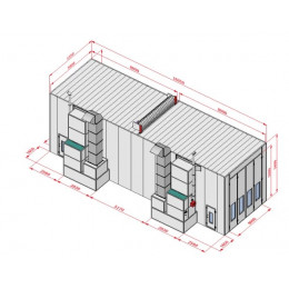 Покрасочная камера KraftWell KRW1655-MG 16 х 5 х 5 м, 88 000 м3/ч