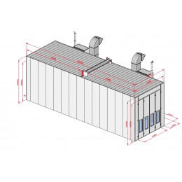 Покрасочная камера KraftWell KRW1655-MG 16 х 5 х 5 м, 88 000 м3/ч