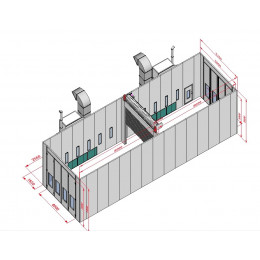 Покрасочная камера KraftWell KRW1655-MG 16 х 5 х 5 м, 88 000 м3/ч
