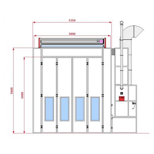Покрасочная камера KraftWell KRW1655-MG 16 х 5 х 5 м, 88 000 м3/ч