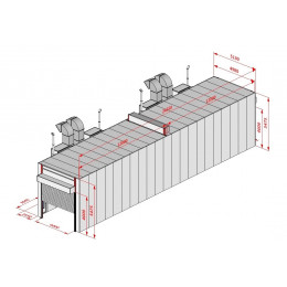 Покрасочная камера KraftWell KRW2455-TRMG 24 х 5 х 4,9 м, 120 000 м3/ч