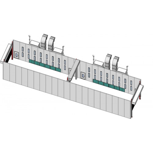 Покрасочная камера KraftWell KRW2455-TRMG 24 х 5 х 4,9 м, 120 000 м3/ч