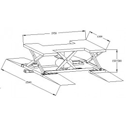 Подъемник ножничный KraftWell KRW260B (г/п 2500 кг, пневматический, напольный, с поворотными лапами)