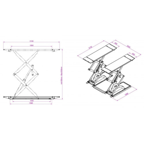 Подъемник ножничный KraftWell KRW3FS (г/п 3000 кг, напольный)