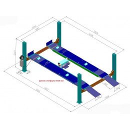 Подъемник четырехстоечный KraftWell KRW4WA (г/п 4000 кг, платформы для сход-развала)