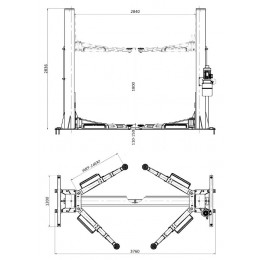 Подъемник двухстоечный электрогидравлический KraftWell KRW5EA (г/п 5000 кг)