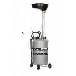 Установка для слива и откачки масла/антифриза KraftWell KRW1832.70L с круглой подъемной ванной, мобильная, объем 70 л