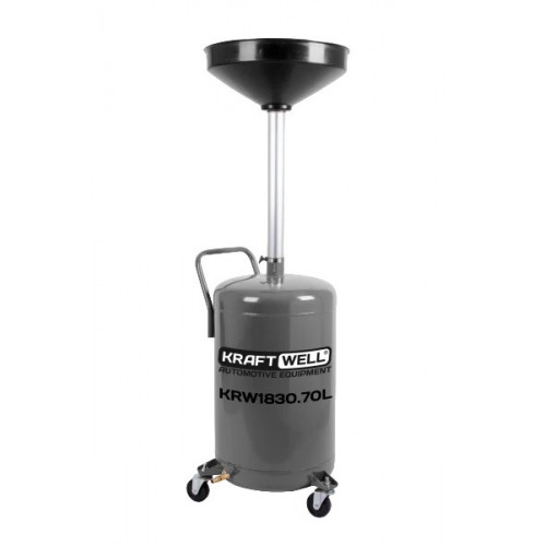 Установка для слива масла/антифриза KraftWell KRW1830.70L с круглой подъемной ванной, мобильная, объем 70 л