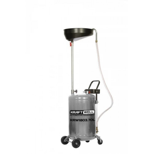 Установка для слива масла/антифриза KraftWell KRW1803.70L с круглой подъемной ванной, мобильная, объем 70 л