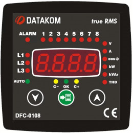 Контроллер коэффициента реактивной мощности Datakom DFC-0108 (8 ступеней, 96x96 мм)