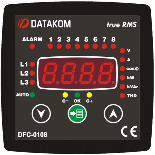 Контроллер коэффициента реактивной мощности Datakom DFC-0108 (8 ступеней, 96x96 мм)