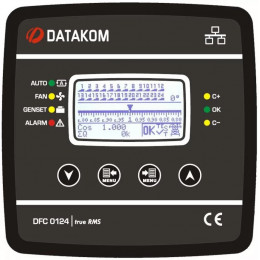 Контроллер коэффициента реактивной мощности Datakom DFC-0124 (Ч/Б дисп. 128x64, 12 ступеней, RS-485, SVC, 144х144 мм)