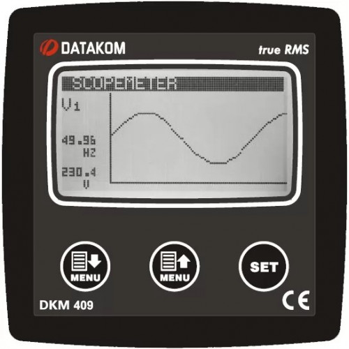 Анализатор сети Datakom DKM-409-PRO 96x96 мм, 2.9”LCD, RS485, USB/Device, micro-SD, 2x4/20 мА вых, 4-вх, 2-вых, DC