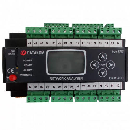 Анализатор сети Datakom DKM-430 PRO, 30вх ТТ, 24вх пред, 1.9” LCD, RS-485, USB/Device, 2-вх, 2-вых, GPRS, AC