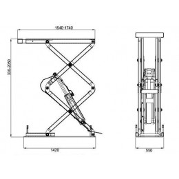 Подъемник ножничный KraftWell KRW3.2U/220 (г/п 3200 кг, заглубляемый)